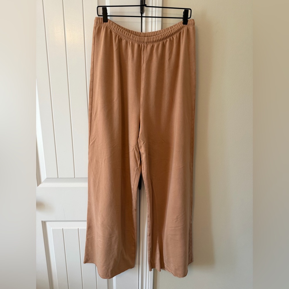 aerie Womens Wide-Leg Pull-On Sweatpants — Camel Tan
